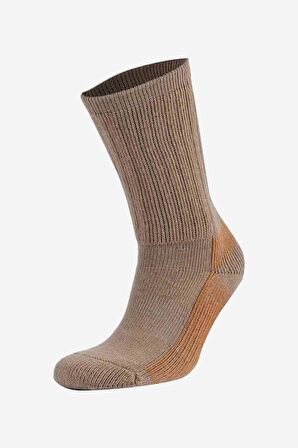 Mısırlı Unisex Alpaka Yünü Havlu Kışlık Bej/Oranj Soket Çorap - M 6005-BO