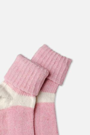 Mısırlı Kadın Alpaka Yünü Kışlık Kıvrık Tekli Pembe Soket Çorap   M 2056 P