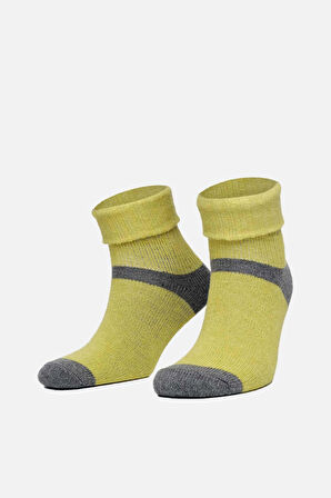 Mısırlı Kadın Alpaka Yünü Kışlık Kıvrık Tekli Yeşil Soket Çorap