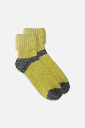 Mısırlı Kadın Alpaka Yünü Kışlık Kıvrık Tekli Yeşil Soket Çorap