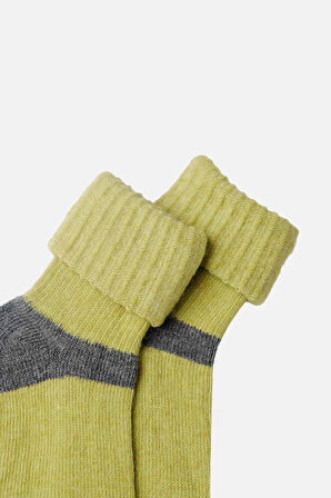 Mısırlı Kadın Alpaka Yünü Kışlık Kıvrık Tekli Yeşil Soket Çorap