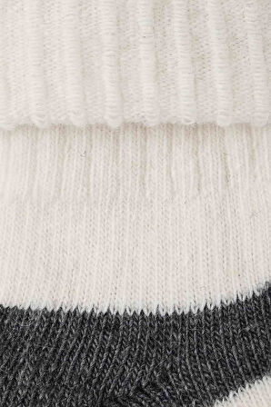 Mısırlı Kadın Alpaka Yünü Kışlık Kıvrık Tekli Ekru Soket Çorap