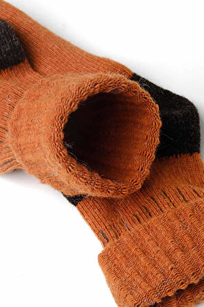 Mısırlı Kadın Alpaka Yünü Kışlık Kıvrık Tekli Oranj Soket Çorap