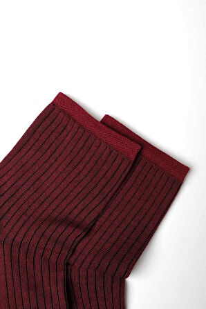 Mısırlı Kadın Merserize Tekli Vişne Soket Çorap