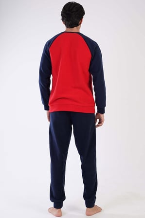 Mısırlı Erkek Polar Uzun Kollu Pijama Takımı Vişne