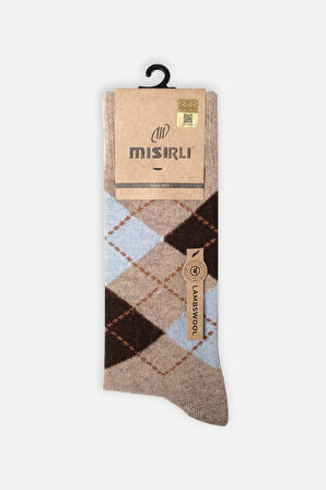 Mısırlı Erkek Koyun Yünü Tekli Bej Soket Çorap M 65005 B
