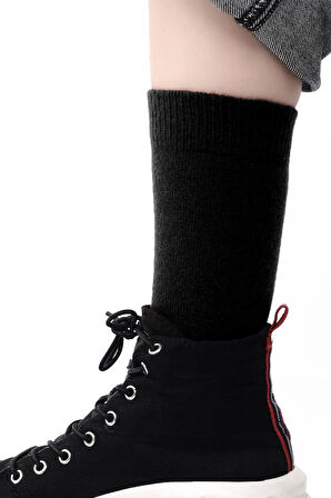 Mısırlı Kadın Koyun Yünü Tekli Siyah Soket Çorap M 75002 S