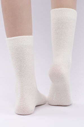 Mısırlı Kadın Koyun Yünü Tekli Ekru Soket Çorap M 75002 E