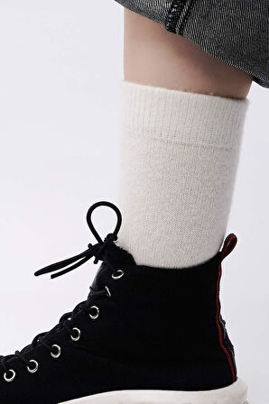 Mısırlı Kadın Koyun Yünü Tekli Ekru Soket Çorap M 75002 E