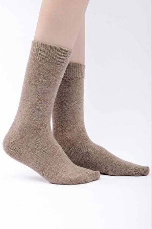 Mısırlı Kadın Koyun Yünü Tekli Bej Soket Çorap M 75002 B