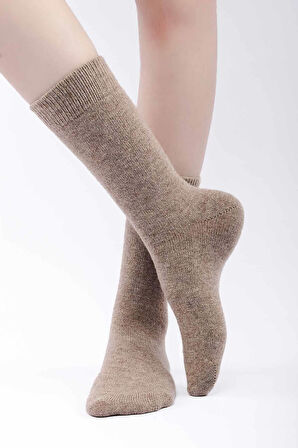 Mısırlı Kadın Koyun Yünü Tekli Bej Soket Çorap M 75002 B