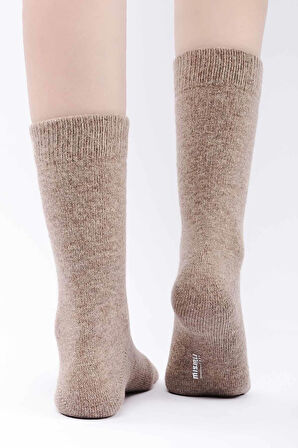 Mısırlı Kadın Koyun Yünü Tekli Bej Soket Çorap M 75002 B