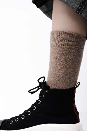 Mısırlı Kadın Koyun Yünü Tekli Bej Soket Çorap M 75002 B