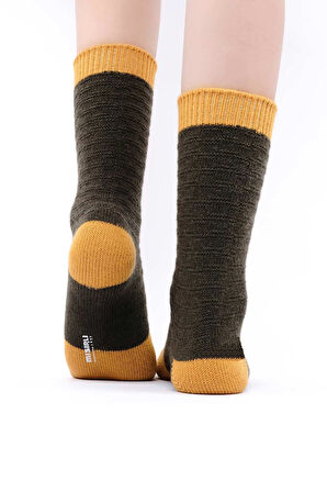Mısırlı Kadın Koyun Yünü Tekli Haki Soket Çorap M 75003 H