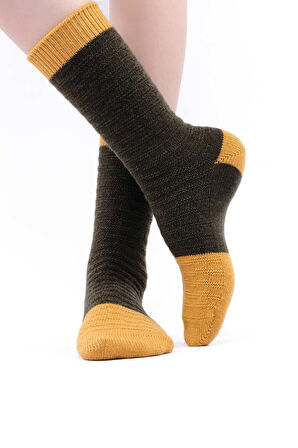 Mısırlı Kadın Koyun Yünü Tekli Haki Soket Çorap M 75003 H