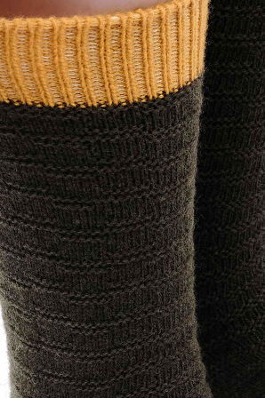 Mısırlı Kadın Koyun Yünü Tekli Haki Soket Çorap M 75003 H