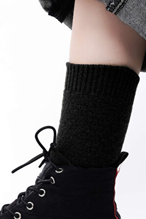 Mısırlı Kadın Koyun Yünü Tekli Siyah Soket Çorap M 75004 S