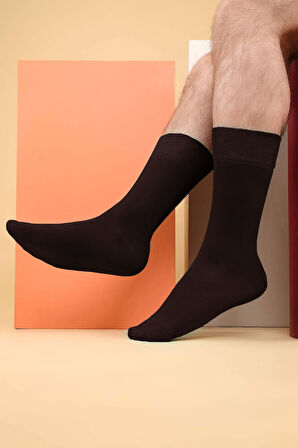 Mısırlı Erkek Organik Pamuklu Tekli Kahverengi Soket Çorap