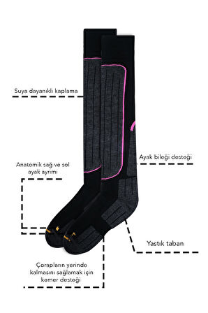 Mısırlı Erkek Tekli Siyah Kayak ve Snowboard Çorabı
