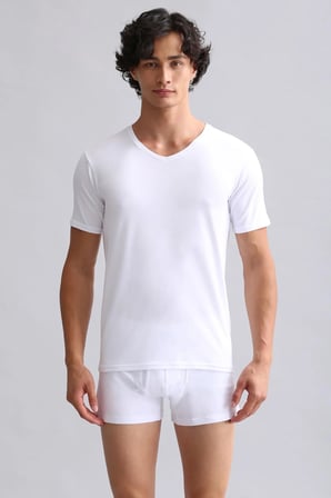 Mısırlı Modal By Tencel Hercules Slim Fit V Yaka Fanila / T-Shirt Beyaz