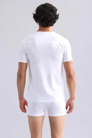 Mısırlı Modal By Tencel Hercules Slim Fit V Yaka Fanila / T-Shirt Beyaz