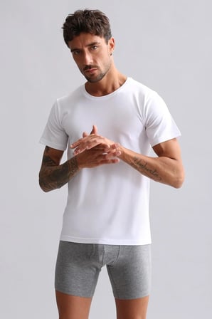 Mısırlı Modal By Tencel Hercules Slim Fit Bisiklet Yaka Fanila / T-Shirt Beyaz