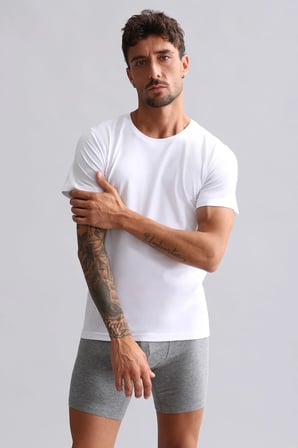 Mısırlı Modal By Tencel Hercules Slim Fit Bisiklet Yaka Fanila / T-Shirt Beyaz