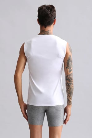 mısırlı modal by tencel hercules slim fit bisiklet yaka sporcu atlet beyaz