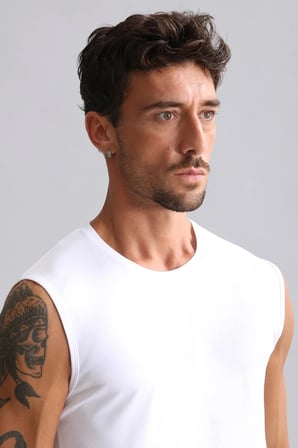 mısırlı modal by tencel hercules slim fit bisiklet yaka sporcu atlet beyaz