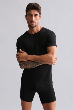 Mısırlı Modal By Tencel Hercules Slim Fit Bisiklet Yaka Fanila / T-Shirt Siyah