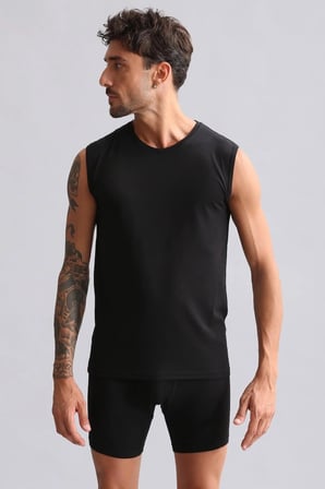 Mısırlı Modal By Tencel Hercules Slim Fit Bisiklet Yaka Sporcu Atlet Siyah