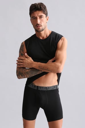 Mısırlı Modal By Tencel Hercules Slim Fit Bisiklet Yaka Sporcu Atlet Siyah