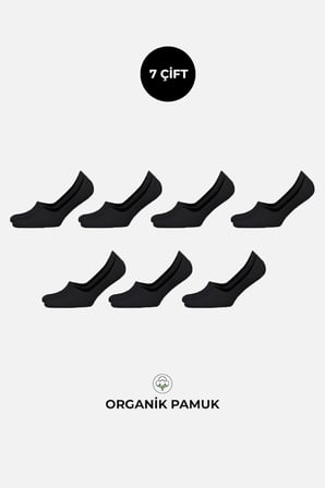 ORGANİK PAMUKLU Kadın Kutulu 7 Çift Babet Çorap Siyah
