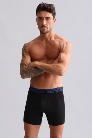 Mısırlı Modal by TENCEL SPARTACUS PERFORMANCE Long Boxer Mavi Lastikli Siyah