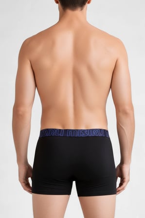 Mısırlı Modal by TENCEL SPARTACUS PERFORMANCE Boxer Mavi Lastikli Siyah