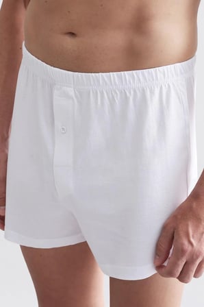 Mısırlı Organic Pamuklu Relaks Loose Fit Düğmeli Ekstra Bol Kesim Uzun Şort Boxer Beyaz
