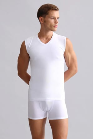 mısırlı modal by tencel hercules slim fit v yaka sporcu atlet / t-shirt beyaz