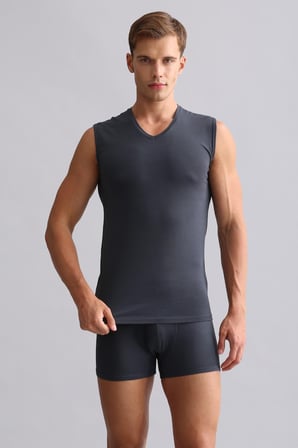 mısırlı modal by tencel hercules slim fit v yaka sporcu atlet / t-shirt antrasit