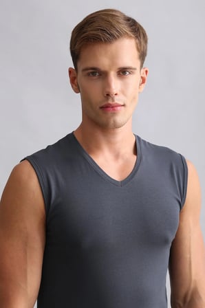 Mısırlı Modal By Tencel Hercules Slim Fit V Yaka Sporcu Atlet / T-Shirt Antrasit