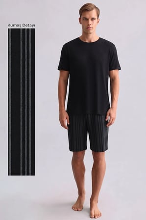 Mısırlı Erkek Bambu Pijama Şort Siyah