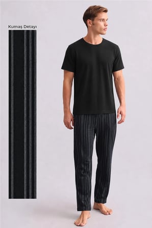Mısırlı Erkek Bambu Düz Paça Pantolon Siyah