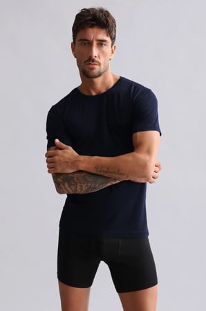 Mısırlı Modal By Tencel Hercules Slim Fit Bisiklet Yaka Fanila / T-Shirt Lacivert