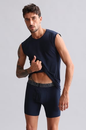mısırlı modal by tencel hercules slim fit bisiklet yaka sporcu atlet lacivert