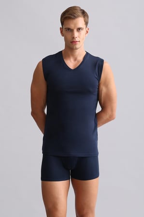 mısırlı modal by tencel hercules slim fit v yaka sporcu atlet / t-shirt lacivert
