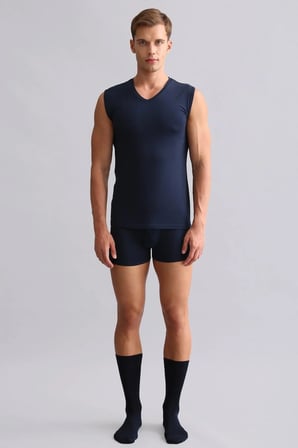 mısırlı modal by tencel hercules slim fit v yaka sporcu atlet / t-shirt lacivert