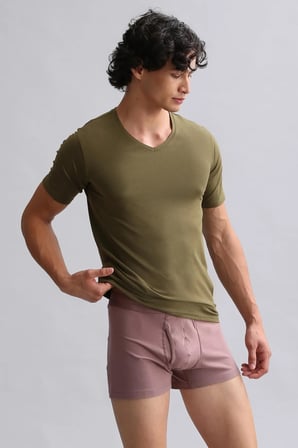 Mısırlı Modal By Tencel Hercules Slim Fit V Yaka Fanila / T-Shirt Koyu Haki