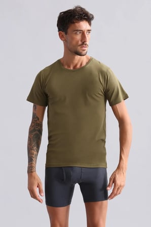 Mısırlı Modal By Tencel Hercules Slim Fit Bisiklet Yaka Fanila / T-Shirt Koyu Haki
