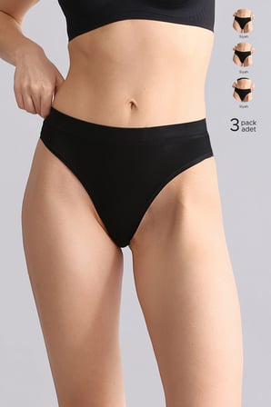 Mısırlı Modal by TENCEL HERA Gizli Lastikli 3'lü Tanga Siyah