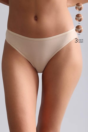 Mısırlı Modal by TENCEL HERA İnce Lastikli 3'lü Brazillian Külot Ten