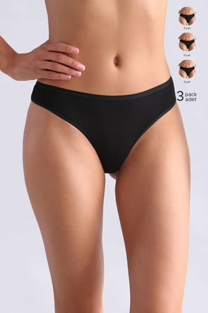 Mısırlı Modal by TENCEL HERA Brief İnce Lastikli 3'lü Slip Külot Siyah